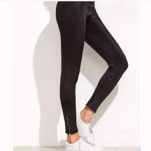 Black Stretchy Faux Leather Trousers Leggings